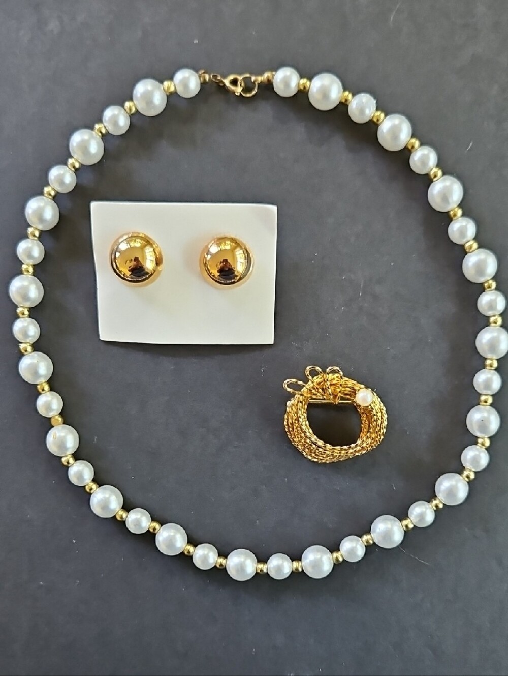 Pearl and Gold-tone Jewelry Bundle, 3 Piece